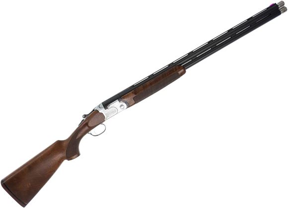Picture of Used Beretta 686 Sporting Over-Under Shotgun - 12ga, 2-3/4", 28" Barrel, Pistol Grip Stock w/ Scratches (14-1/2 LOP), Very Small Crack Near Forend Latch, Mid Bead, Floral Engraving, Chokes (Skeet Flush, IM Flush, LM Extended x 2), Nigrini Hard Case, Good