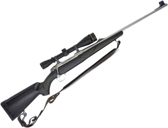 Picture of Used Sako 85M Bolt-Action Rifle - 30-06, 22" Barrel, Stainless, Black Synthetic Stock, Iron Sights, Leupold VX-2 6-18x40mm Scope, 1x Mag, Leather Sako Sling, Good Condition