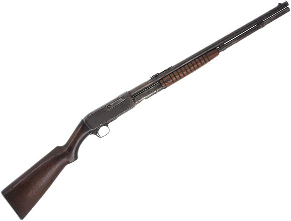 Picture of Used Remington Model 14 Pump-Action Rifle - 44 Rem or 44 WCF, 22.5" Barrel, Worn Bluing, Walnut Stock, Adjustable Iron Sights, Takedown, Small Crack in Tang, Good Condition