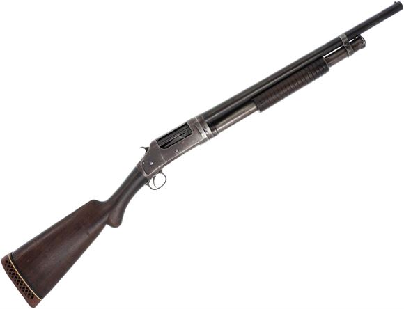 Picture of Used Winchester 1897 Pump-Action Shotgun - 12Ga, 2-3/4" Chamber, 20" Barrel w/ Fixed Full Choke, Worn Bluing, Wood Stock, Takedown, 1942 Mfg, Cracked Tang, Good Condition