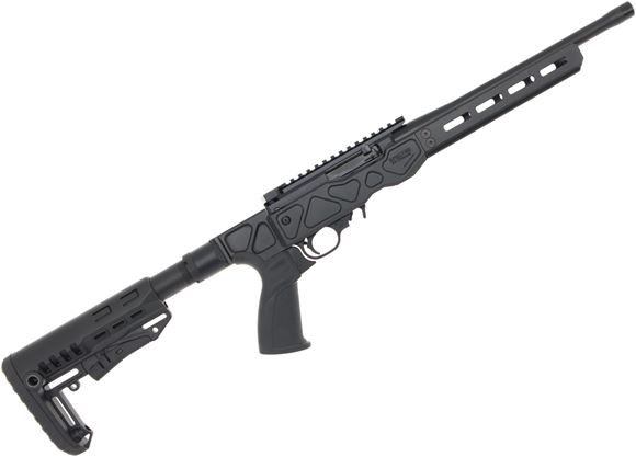 Picture of Used Spectre Balistics Rimfire Semi-Auto Rifle - 22LR, 12" Black Barrel, Black Aluminum Chassis w/ARCA Rail, Ambi T-Style Charging Handle, Adjustable Stock, Threaded Barrel, 1 Mag, Very Good Condition