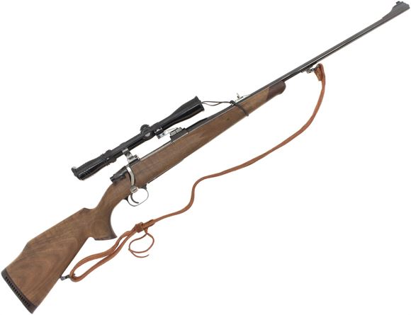 Picture of Used Heym SR20G Bolt-Action Rifle - 300 WIn Mag, 26" Barrel w/Sights, Gloss Blued, Jeweled Bolt Handle, Checkered Walnut Stock w/Monte Carlo Cheek Piece, Grip & Forend Cap, Sling, Redfield Widefield 3-9x Scope, Some Wear On Trigger Guard Otherwise Very Go